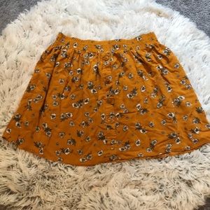 Mustard colored floral skirt!